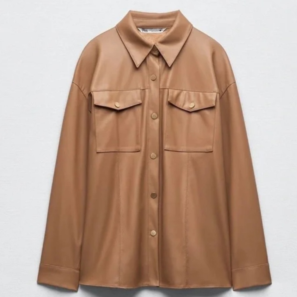 Oversized Tan Shacket By Zara
